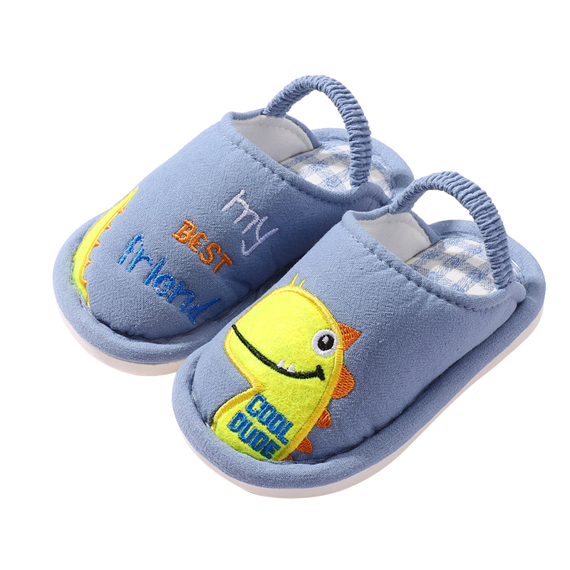 TUDOUWU Children's Slippers, Baby Cloth Slippers for Boys And Girls, Non-Slip Infant Toddler Breathable Cloth Slippers, Dinosaur Pattern, Size 150