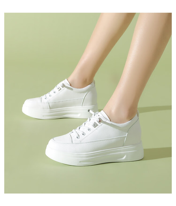 RED DRAGONFLY Women's Thick Sole Height Increasing Elastic Band Casual White Sneakers WPB34003 White Black Size 39 11