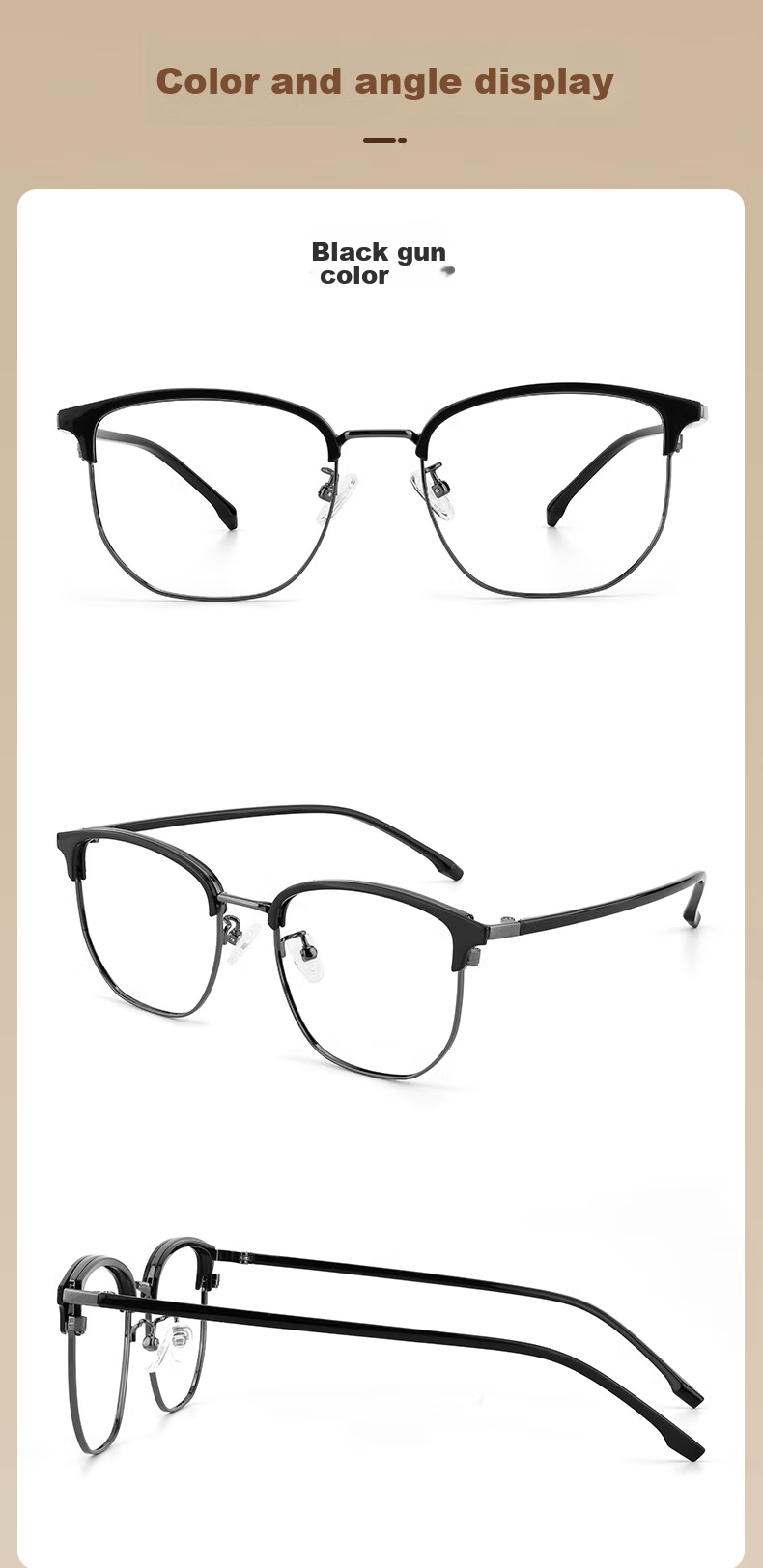 Ouna Reading Glasses for Men And Women, High Definition Anti-Blue Light Anti-Radiation Glasses, Black Gunmetal Frame, 250 Degrees 12
