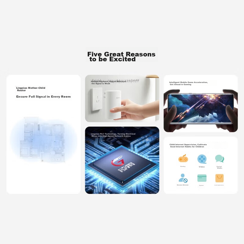 Huawei Lingxiao Parent-Child Router Q6E, Parent-Child Router Full Coverage, Whole-House WiFi without Dead Zones (1 Parent 1 Child Set), Gigabit Router, Wireless Wall-Penetrating King, Powerline Adapter