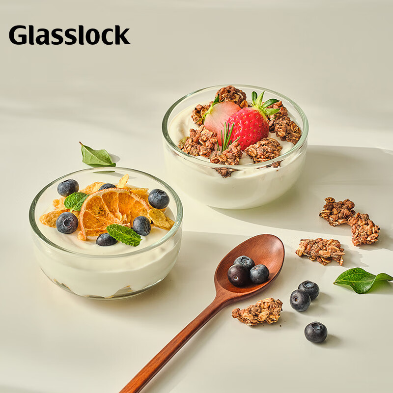 GLASSLOCK Glass Bowls for Home Use, Noodle Bowls, Heat-Resistant Thickened Tempered Glass Bowls for Steamed Eggs And Salads, 300ml*2