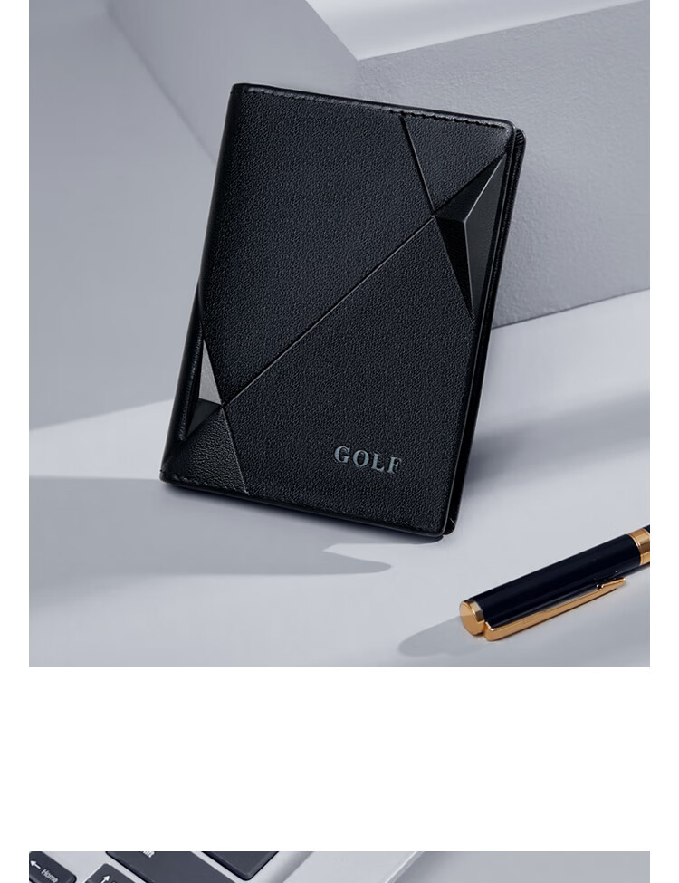 GOLF Top-Grain Leather Card Holder for Men with Multiple Card Slots, Bank Card Holder, Slim Leather Case for Cards, Vertical Style Small Wallet 13