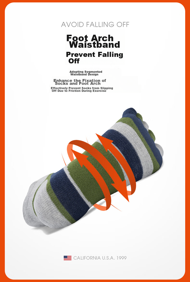 TFO Competition-Grade Outdoor Five-Toe Socks, Breathable Functional Hiking Socks, Wear-Resistant Toe Socks 2202439 Men's Blue And Orange 6