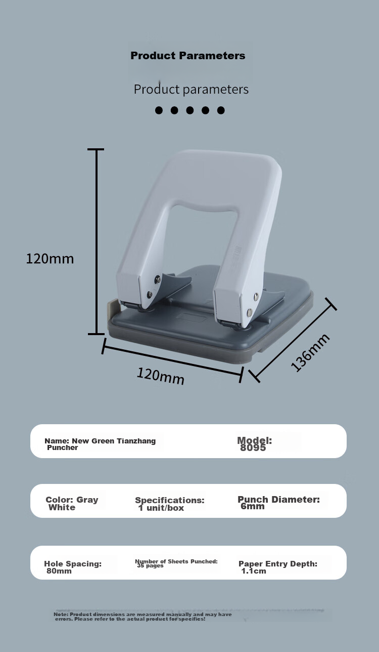 TANGO Office Hole Puncher Can Punch up to 35 Pages with Two Holes, Φ6mm Hole Puncher Binding Machine with Ruler, Office Stationery Supplies 2