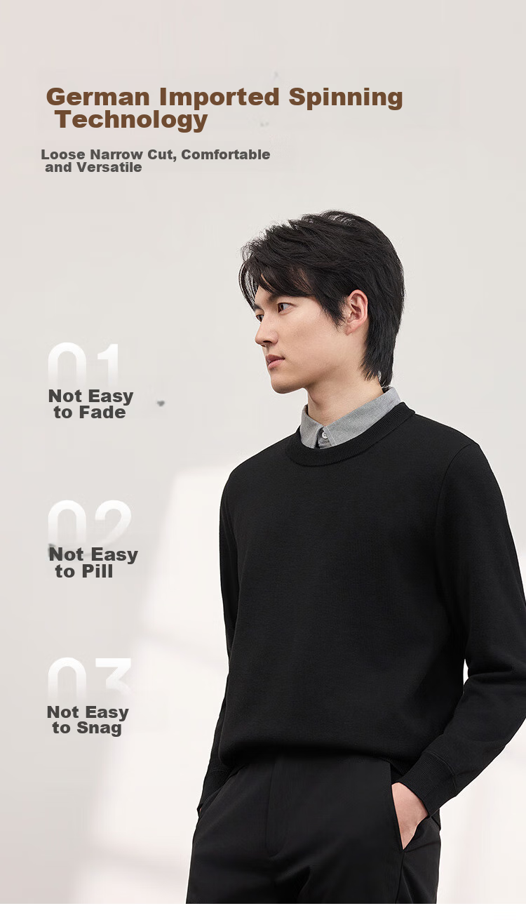 JD Original [Fake Two-Piece] Sweater Knit Pullover for Men, Winter Men's Wool Blend Base Layer, Blue, Size M 13