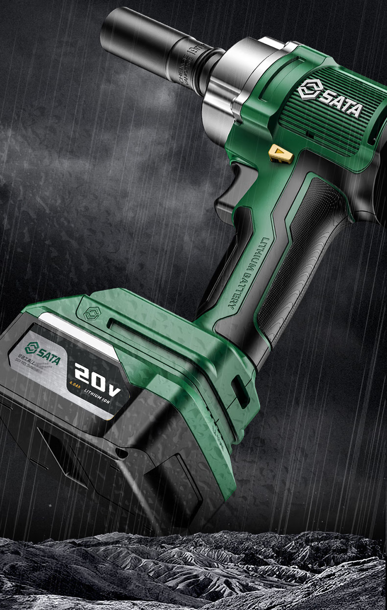 SATA Brushless Electric Wrench Lithium Impact Wrench High Torque Electric Socket Air Gun D05757 with Two Batteries 22