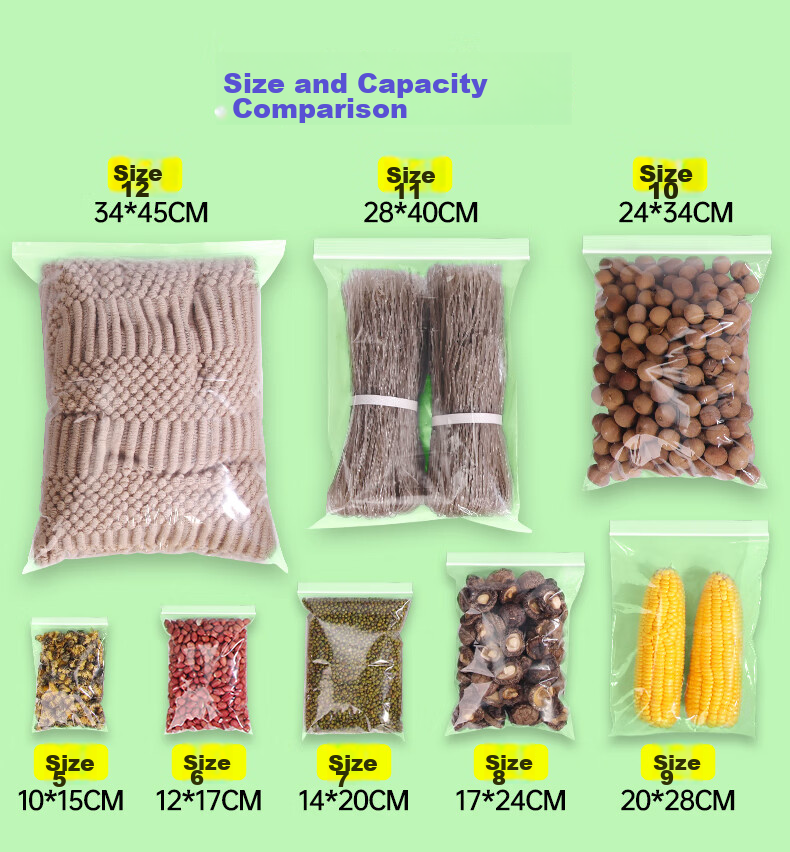 Yessel Food Self-Sealing Bags, Thickened No. 7, 14*20CM, 300 Pieces, Storage Sealed Packaging Bags 12