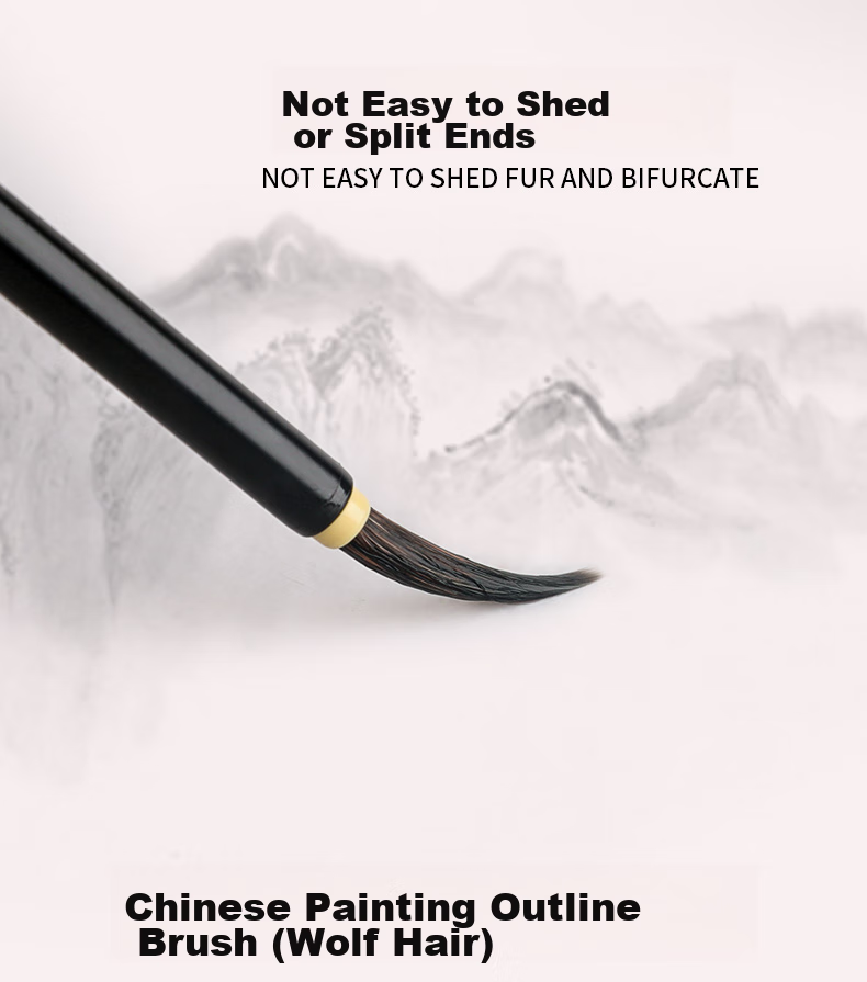 Marie's Wolf Hair Outline Brush Set of 3, Wolf Hair Calligraphy Brush for Large, Medium And Small Regular Script, Calligraphy Landscape And Gongbi Chinese Painting Brush for Beginners' Practice And Copying, G1233 4