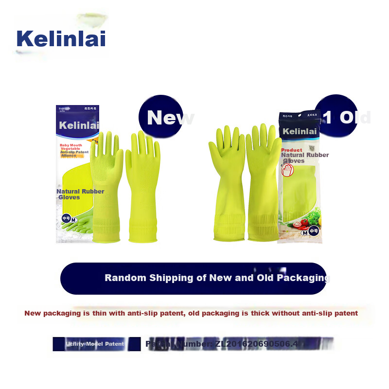 Kelinlai Natural Rubber Gloves, Medium Size M, Green Long Style, Imported from Vietnam, Non-Slip, for Cleaning, Household Chores, Kitchen And Food Use