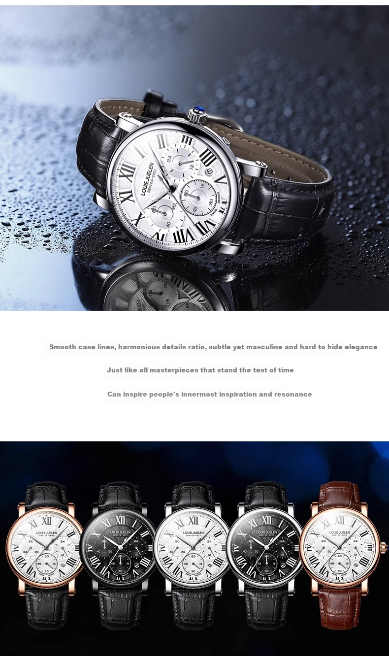LOUIE JUELEN Men's Watch, Swiss Genuine Product, Fully Automatic Mechanical Business Quartz Watch, Top Ten Famous Watches, Water-Resistant, Gift for Boyfriend 5