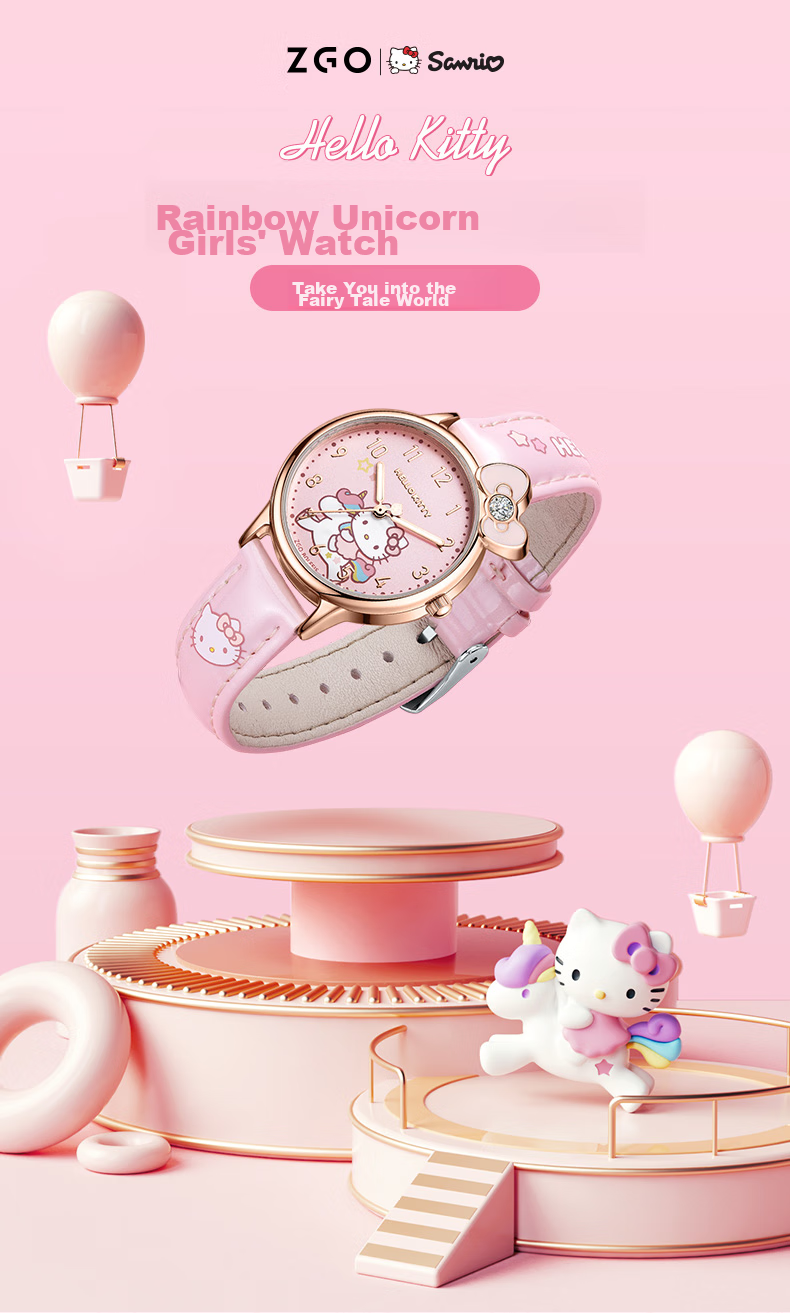 ZGO X Sanrio Watch for Women Students, Waterproof Quartz Watch for Elementary And Middle School Children, Girls' Watch, 273 White 1