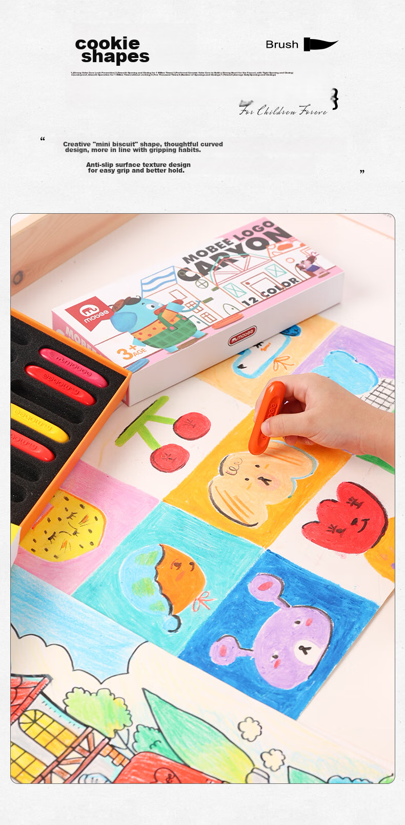 Mobee Triangular Crayons for Children's Drawing And Oil Painting, Art Supplies, 24 Colors MOA-0015, Travel Gift for National Day Outings, Educational Tool 8