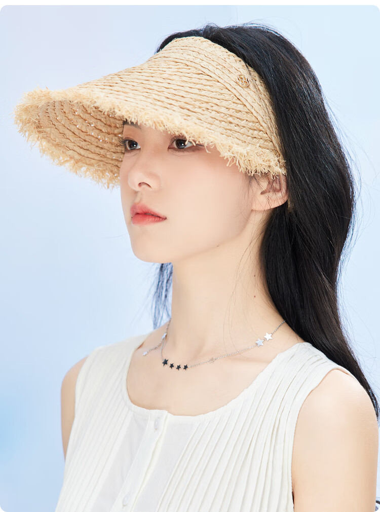 JIUMU Women's Sun Hat, Visor Cap, Straw Hat, Cool Hat, Summer Outdoor Face-Covering Hat for Women CW144 10