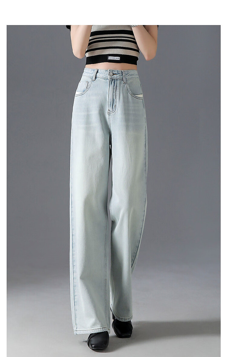 Dme [Juzhengrouwuzhao] Summer Street Style Influencer Fashion Straight-Leg Pants with Patchwork Pockets Cotton Denim Trousers for Wome 10