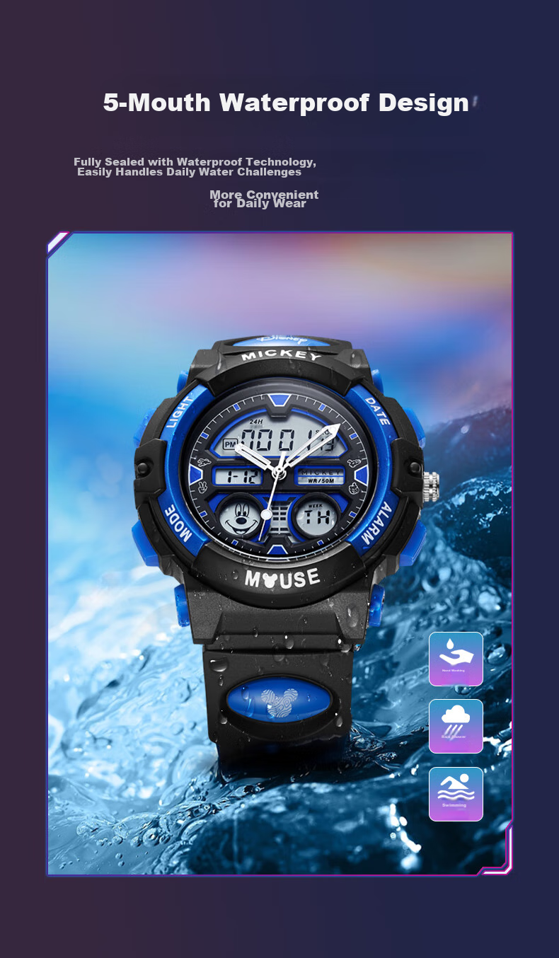 Disney Mickey Mouse Collaboration Exam-Specific Waterproof Sports Watch for Middle And High School Students, Children's Electronic Watch Only for Time Measurement 7