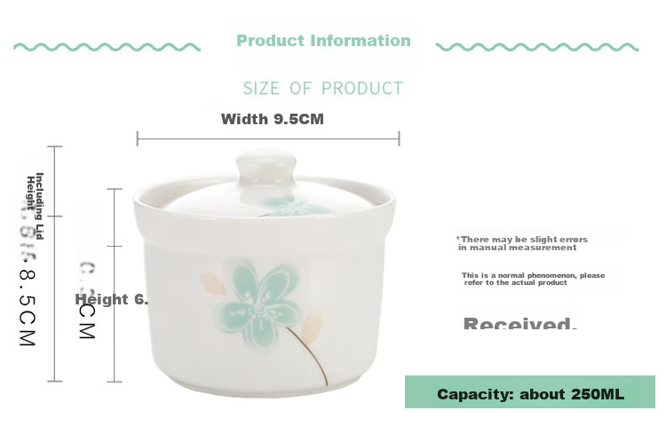 Remec Jin Yurui Mei Remec Stew Pot, Soup Bowl, Bird's Nest Soup Cup, 1 Piece, 250ML 10