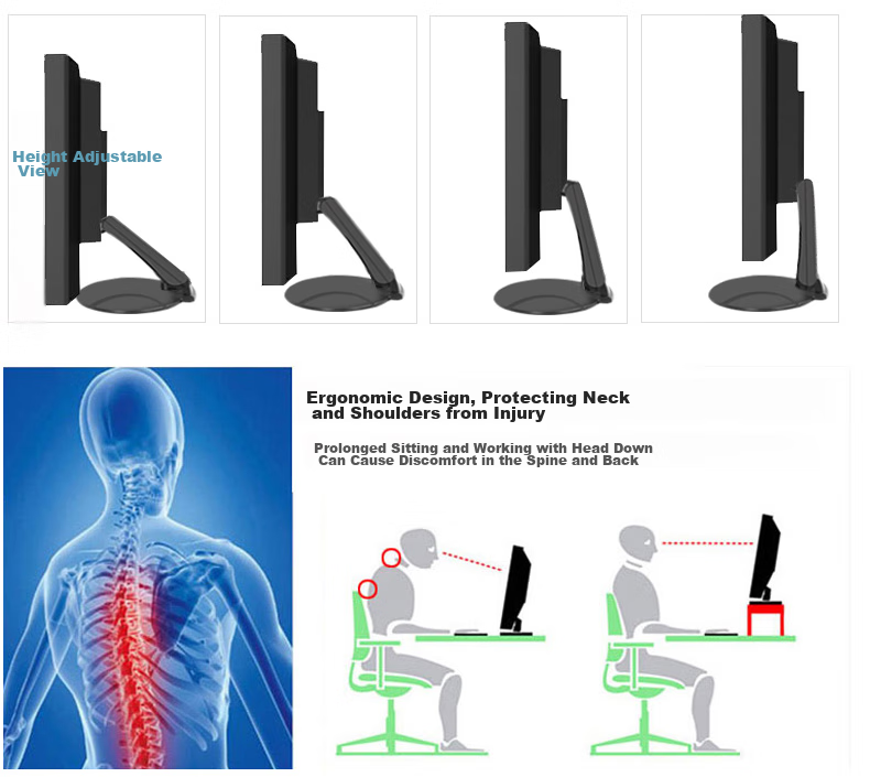 HILLPORT DZ13 Universal Reinforced 14-24 Inch Foldable LCD Monitor Stand, Computer Touchscreen Desktop Stand with Adjustable Height 4