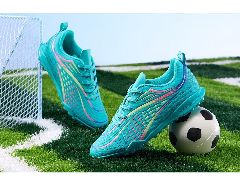 361° Children's Soccer Shoes, 2025 All-Season Youth Shock-Absorbing Rebound Sports Cleats, Wear-Resistant Training Shoes, Silver, Size 37 4