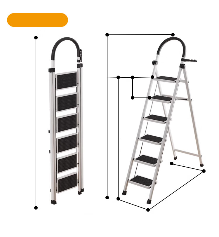 XINGKAI Ladder, Household A-Frame Ladder, Folding Ladder, Thickened Safe Multi-Functional Climbing Ladder, TZ10 White Five-Step Ladder 18