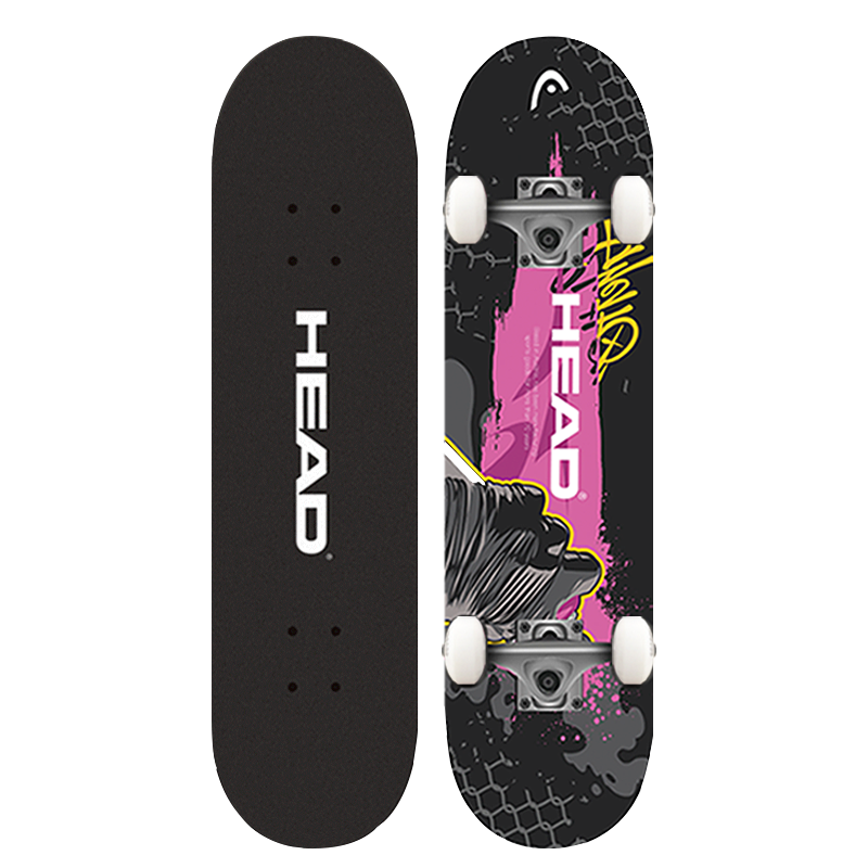 HEAD Skateboard for Children 6-12 Years Old, Beginners And Adults, Professional Double-Warped Board, Youth Universal Four-Wheel Action Skateboard, Graffiti