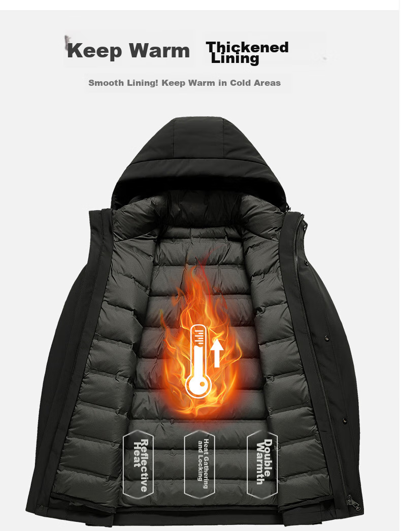 SNOWFLYING 90% Goose down Detachable Inner Liner down Jacket for Men, Autumn And Winter Season, Removable Hood, Windproof, Warm, Casual Versatile Coat 190 6