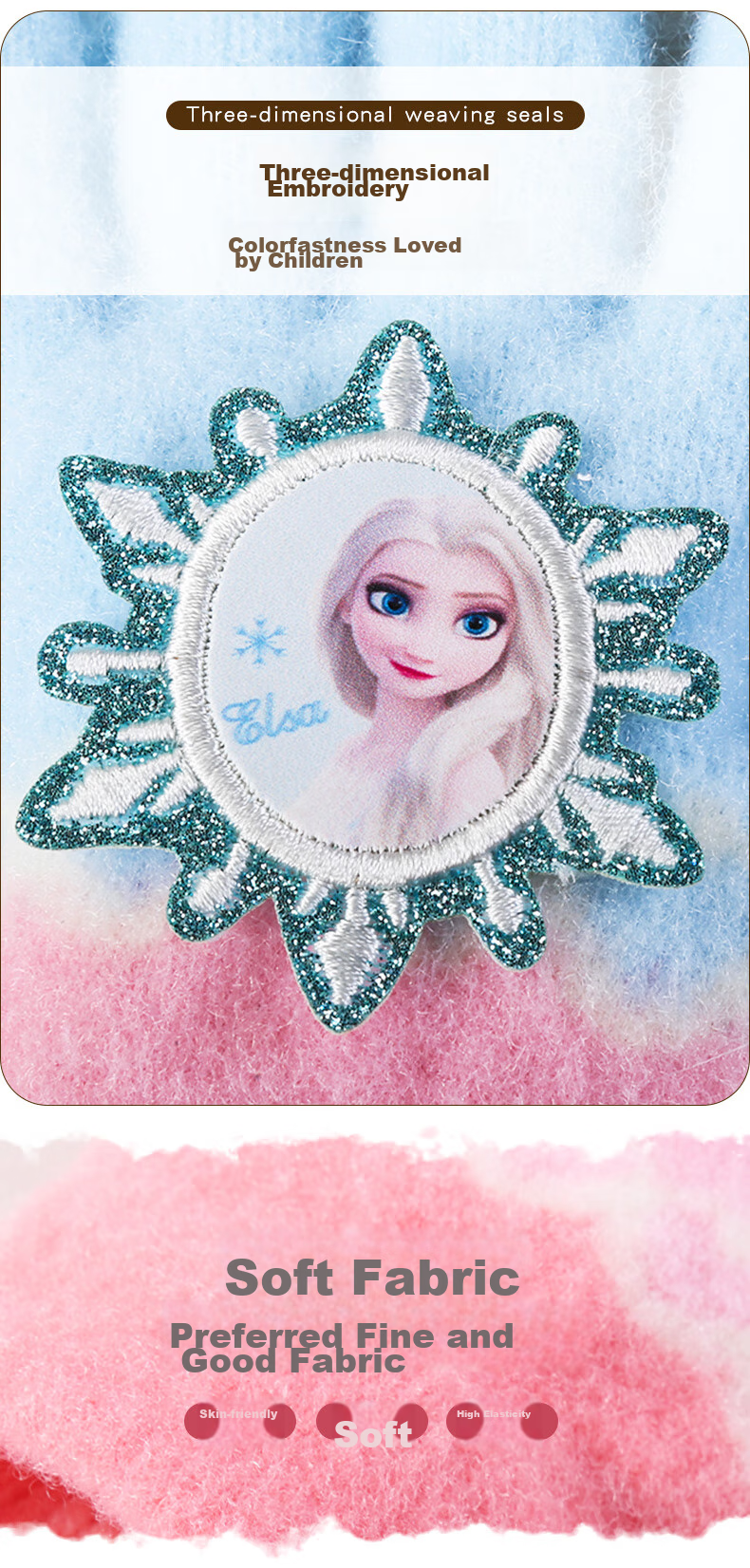 Disney Children's Gloves for Girls, Spring Baby Detachable Five-Finger Gloves, Elementary School Student Writing Gloves SP70288 Blue 6