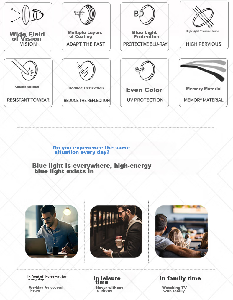 Honeywell Anti-Blue Light Glasses for Men And Women, Students, Fashionable Lightweight Phone And Computer Protective Eyewear, Non-Prescription Glasses 3