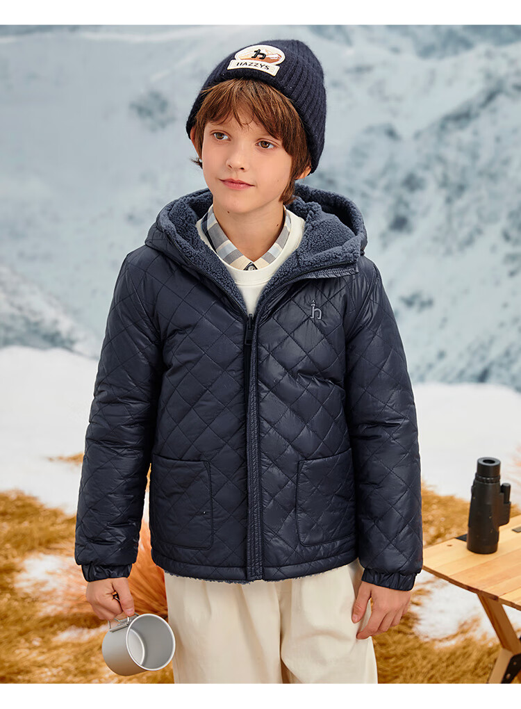 HAZZYS Brand Children's Outerwear for Boys And Girls, Spring New Faux Lambswool Double-Sided Jacket, Ultra-Blue, Size 155 3