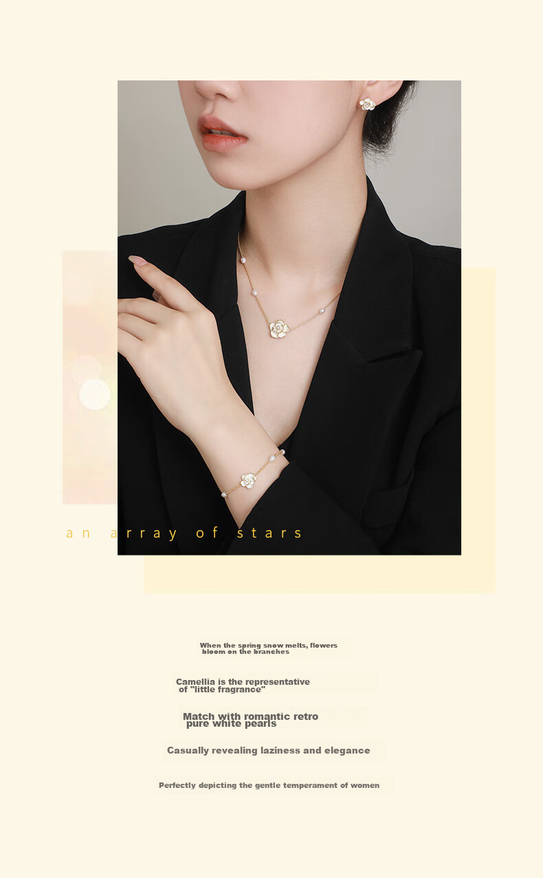 CHOW TAI SENG [Birthday Gift] Camellia Pearl Necklace Silver Elegant Collarbone Chain Light Luxury Niche Gift for Girlfriend 3