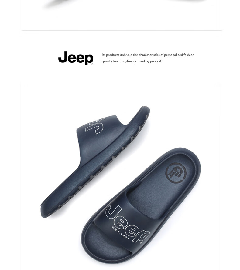 Jeep Casual Slippers for Couples, Trendy Indoor/outdoor Wear, Comfortable Non-Slip Beach Sandals P210MTX048 Black Size 40-41 3