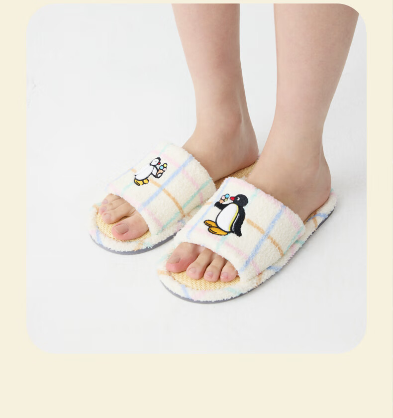 TBH Pingu Series Indoor Home Slippers for Men And Women, Suitable for Outdoor Wear, Summer Sandals, Crayon Pattern, Size 42-43 9