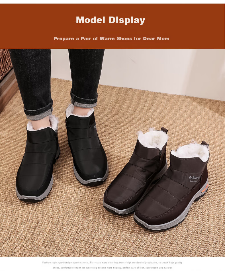 Ankang Winter Pure Wool Warm Men's Old Beijing Cloth Shoes, Thickened Waterproof Dad High-Top Cotton Boots 23503, Black, Size 44 10