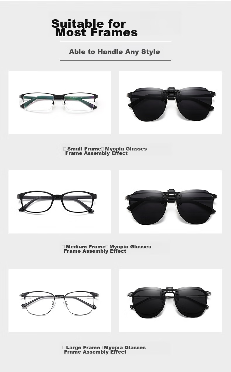 Angelamiao Sunglasses Clip for Men, Ultra-Light Driving UV Protection Polarized Clip-On Sunglasses for Women, Can Be Used with Prescription Glasses 10