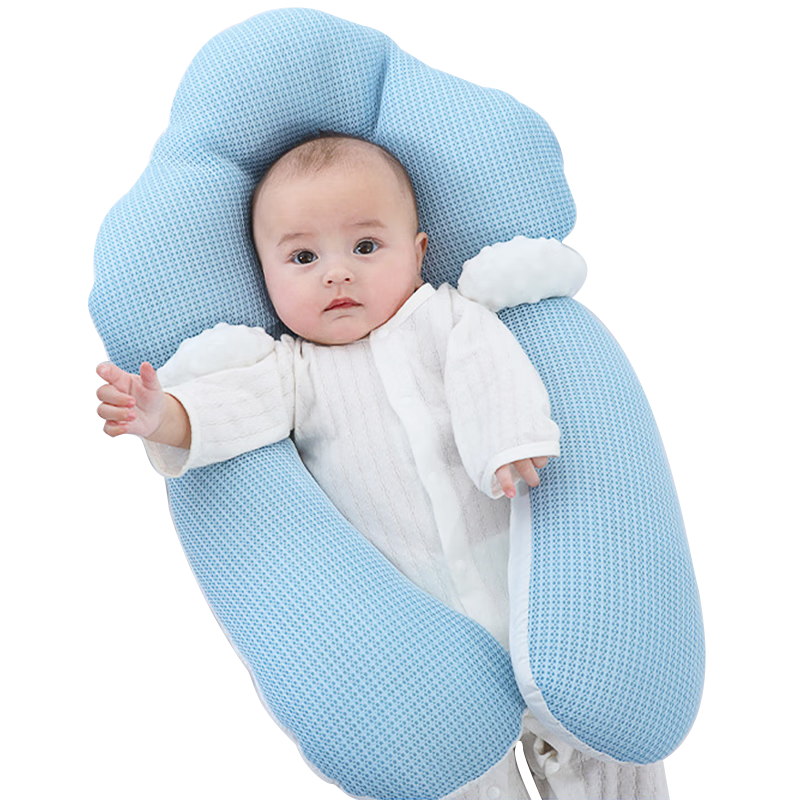 Xiqinbao Baby Shaping Pillow, Newborn Comforting Hug Pillow, Sleeping Pillow, Double-Sided for Infants [Sleep Head Shape + Comfort], Blue