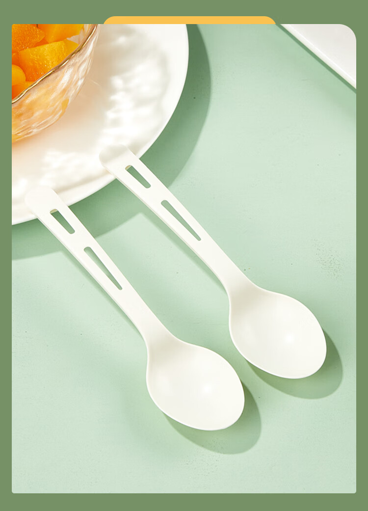 SHUANG YU Disposable Spoons, 50 Individually Wrapped, Thickened Plastic Soup Spoons, for Starch-Based Desserts, Fruit Dishes, Takeout, And Rice 13