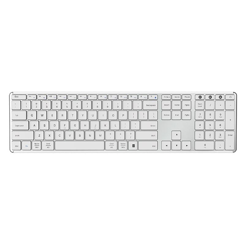 AUSDOM S4 Wireless Keyboard, 110 Keys, Bluetooth 2.4G Dual-Mode, Quiet Keyboard for Office Use, Ultra-Thin Metal Scissor Foot, Compatible with Desktop Computers, Laptops, IPads, Universal White