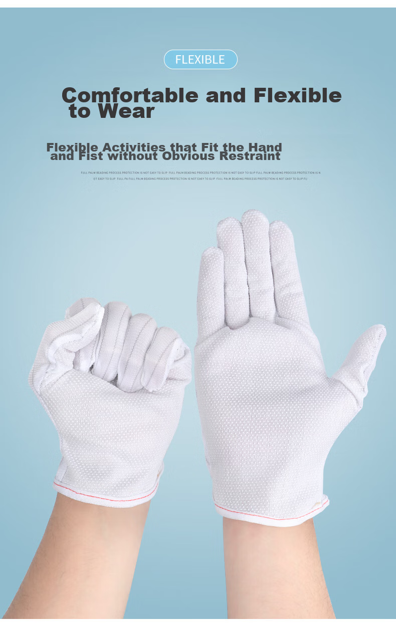 Golmud Anti-Static Gloves, Dust-Free Plastic Striped Non-Slip, Electronic Factory Assembly Gloves, 10 Pairs GM602 6