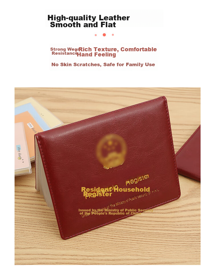 Siyicai Household Register Protective Cover with 10 Insert Pages, Thickened Leather Cover for Resident Household Register, Protective Outer Case for Documents, Jujube Red Color 4