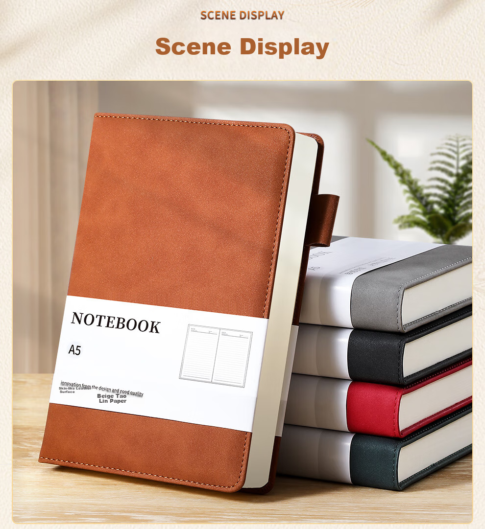 [Lowest Price Online] Longe Notebook, Extra Thick 416 Pages, Business Leather Notebook, Sheepskin Diary, High-Quality Notebook, Stationery, Office Meeting Record Book, Customizable Logo 10