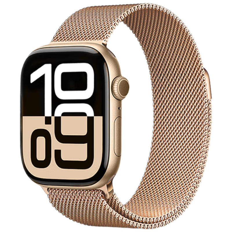 MSSM Compatible Apple Watch Band, Milanese Loop for IWatch Ultra 4/S12/11/10/9/Se3, Metal Magnetic Clasp, Rose Gold, 38-42