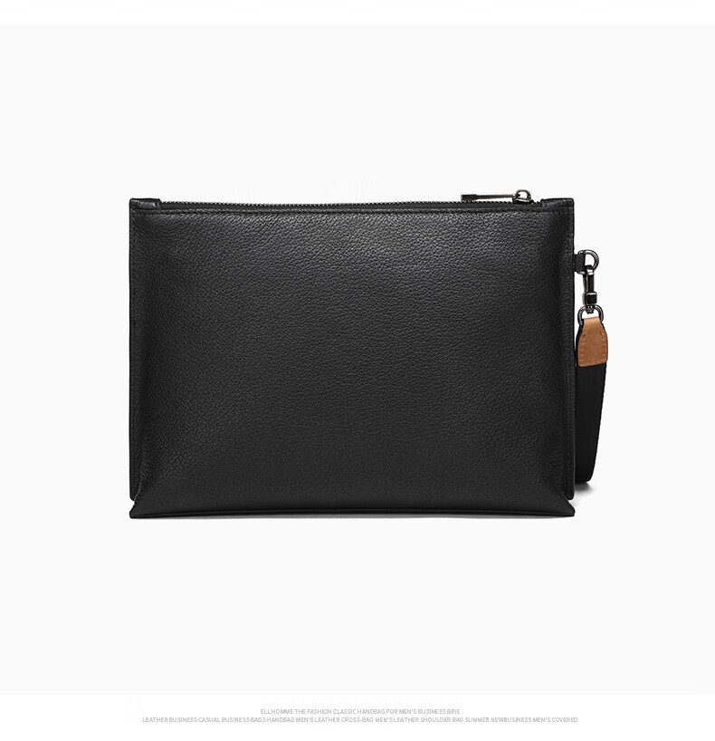 ELLE HOMME Business Men's Clutch, Soft Top-Grain Leather Envelope Bag, Large Capacity Multi-Compartment Handbag EB084800101 Black, Birthday Gift for Boyfriend 7