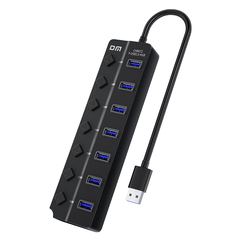DM Daimai USB Hub 2.0, 7-Port Hub Expansion Dock, Laptop And Desktop Computer Multiport Adapter, USB Extension Cable Converter, CHB072