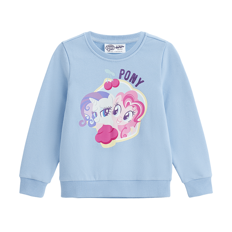 Baleno Children's Clothing Spring And Autumn 2022 My Little Pony Girls' Round Neck Sweatshirt Long Sleeve Top for Older Children 58B Light Blue 110cm