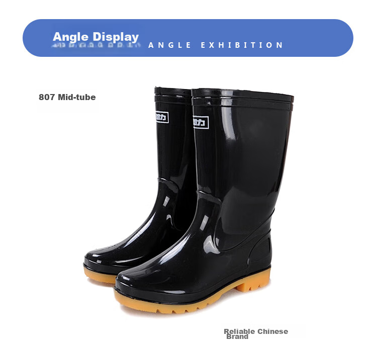 Huili Rain Boots for Men, High-Top Non-Slip Waterproof Shoes, Outdoor Car Washing Rubber Shoes, Fishing Wear-Resistant Rain Boots 07-1 Black Medium Size 39 8