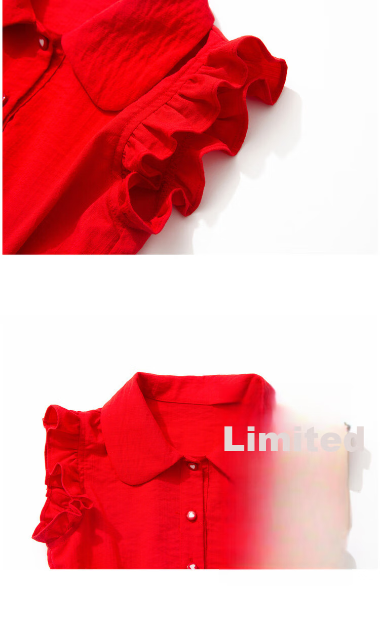 ASK JUNIOR Girls' Summer Dress, Sleeveless Children's Ruffle Trim Thin Shirt Collar Vacation Princess Dress 20