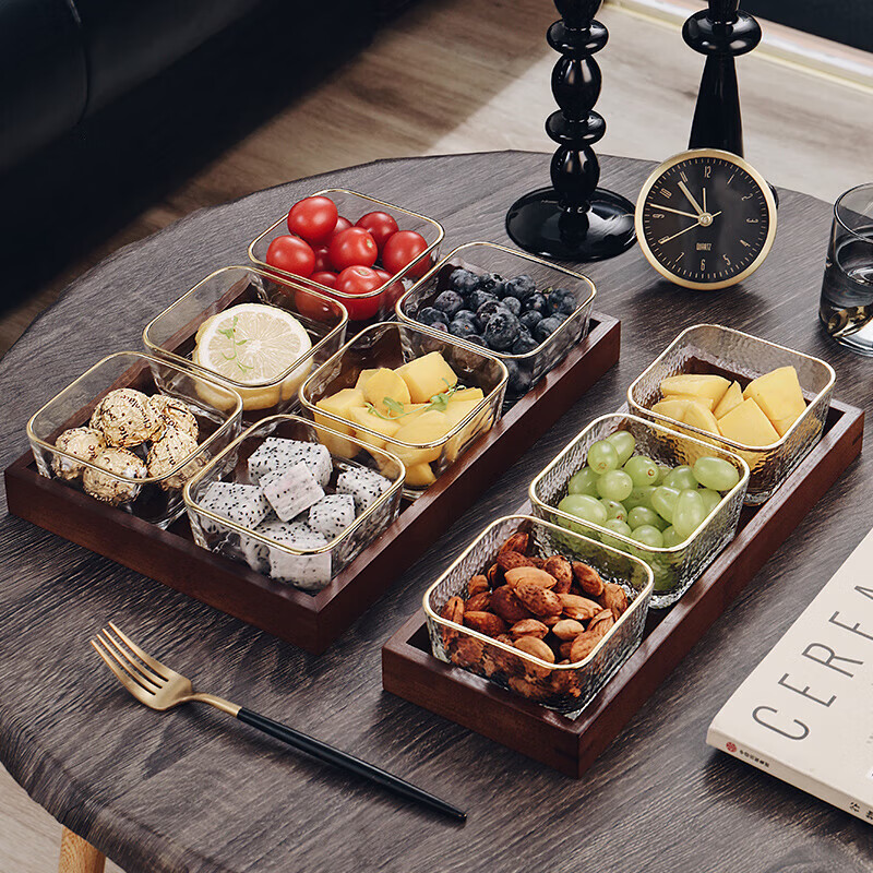 CRISTALGLASS Glass Fruit Plate, Living Room Light Luxury Creative Snack Divider, Dried Fruit Plate, Nordic Ins Trendy Dessert And Candy Dish