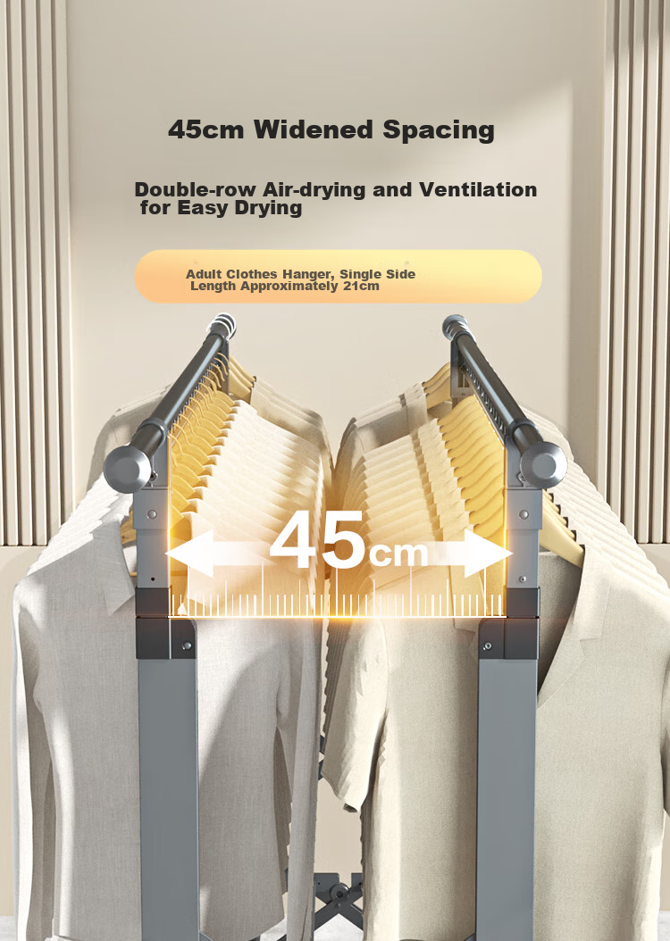 JD Original Floor Folding Double-Pole Clothes Drying Rack, Adjustable Aluminum Alloy Retractable Clothes Hanger for Outdoor Balcony And Bedding Drying 8