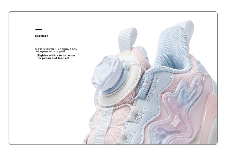 361° Children's Shoes, Kids' Sports Shoes, Winter Girls' Lightweight Leather Casual Shoes with Rotary Buckle, Blue, Size 32 36