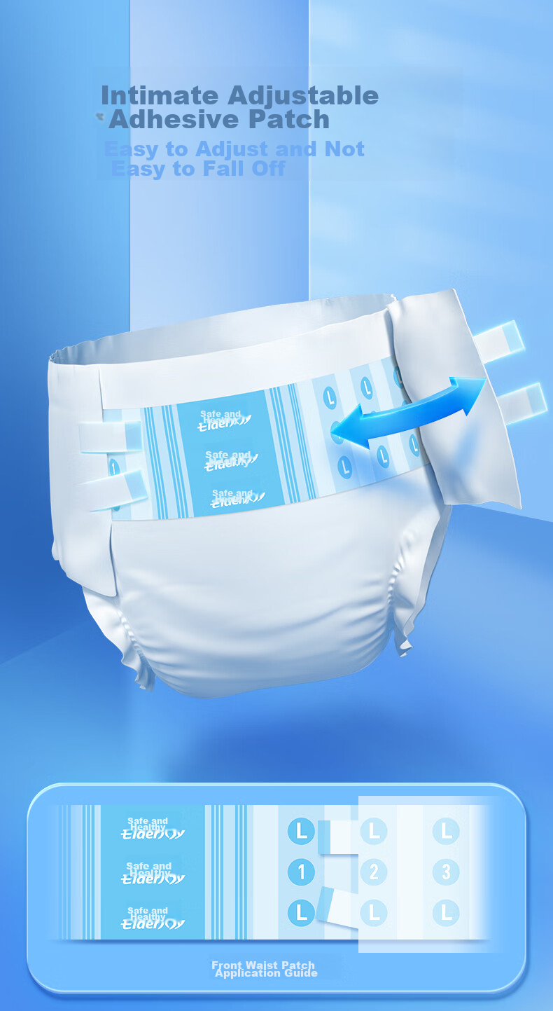 Elderjoy Basic Adult Diapers XL 10 Pieces, Waist Circumference >110cm, Adult Incontinence Pads for Elderly, Waist-Fitting Style 6