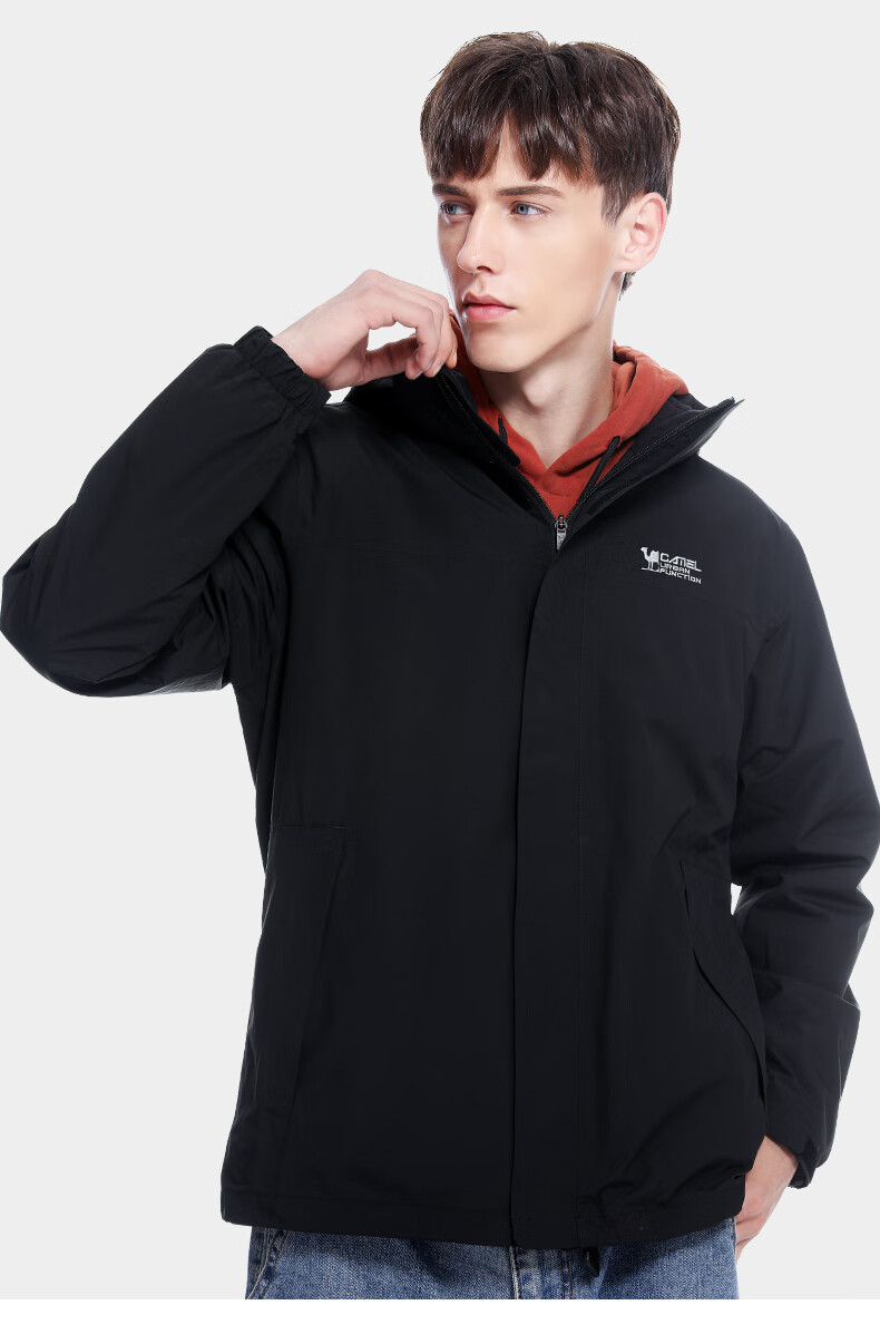CAMEL Outdoor Cold-Resistant Windbreaker Jacket for Men And Women, Waterproof And Warm Three-In Detachable Two-Piece Mountaineering Suit A0W21a8165 17